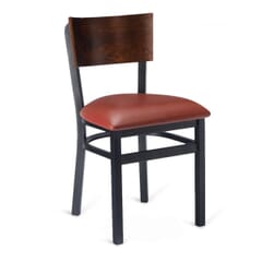 Black Metal Commercial Chair with Square Back in Walnut