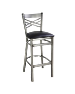 Clear Coat Distressed Finish Metal Cross Back Bar Stool (Front)
