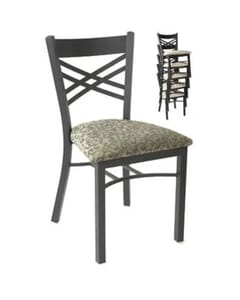 Stackable Black Metal Double Cross Back Chair (Side)