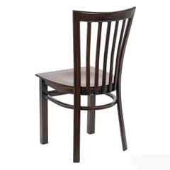 Walnut Steel Vertical-Back Restaurant Chair 