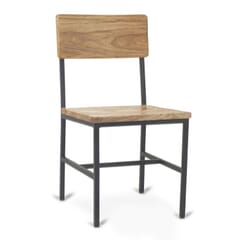Reclaimed Natural Wood Restaurant Chair with Industrial Steel Frame 