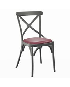 French Grey Steel Cross-Back Commercial Chair  