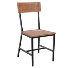 American Red Oak Wood Restaurant Chair with Industrial Steel Frame