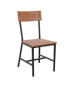 American Red Oak Wood Industrial Steel Frame Restaurant Chair (Front)