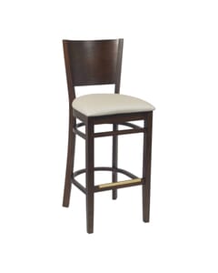 Walnut Wood Contempo Commercial Bar Stool with Upholstered Seat (front)