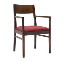 Espresso Wood Square Back Upholstered Commercial Chair With Arms 