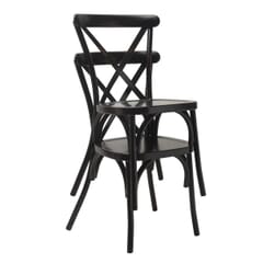 Antique-Look Stackable Black Aluminum Cross-Back Indoor/Outdoor Chair