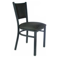 Fully Upholstered X-Back Metal Restaurant Chair in Black