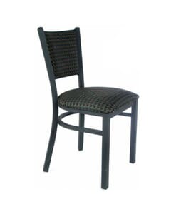 Fully Upholstered X-Back Metal Restaurant Chair in Black