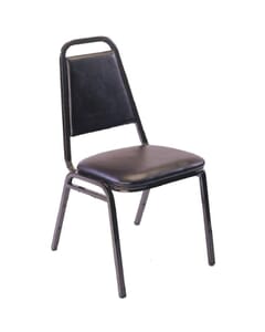 Fully Upholstered Stackable Banquet Chair in Black Viny and Frame