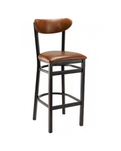 Black Metal Fully Upholstered  Commercial Bar Stool with Kidney Shaped Back