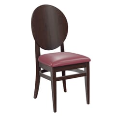 Espresso Wood Round Back Restaurant Chair with Upholstered Seat