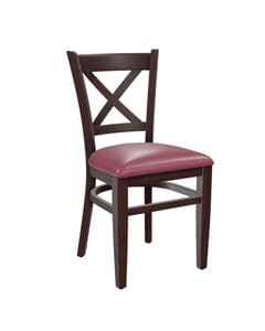 Espresso Wood Cross-back Commercial Chair with Upholstered Seat (Front)