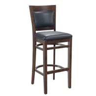 Quick-Ship Wood Finish Bar Stool with Upholstered Seat and Back 