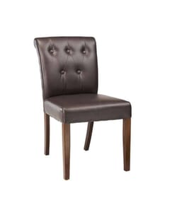 Fully Upholstered Lotus Chair with Black Tufted Back Upholstery in Dark Mahogany (Front)
