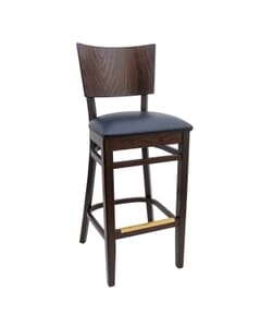 Walnut Solid Wood Square Back Restaurant Chair with Upholstered Seat (front)