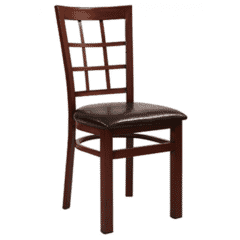 Mahogany Steel Window-Back Restaurant Chair 