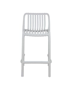 Stackable Indoor/Outdoor Resin Bar Stool With Striped Seat and Back in White
