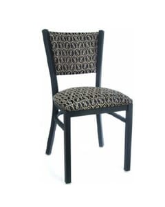 Fully Upholstered Black Steel Ladderback Metal Chair 
