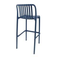 Stackable Indoor/Outdoor Resin Bar Stool With Striped Seat and Back in Blue 