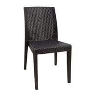 Curved-Back Brown Wicker Look Resin Restaurant Chair