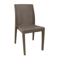 Curved-Back Cappuccino Wicker Look Resin Restaurant Chair