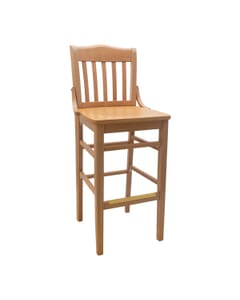 Elite Schoolhouse Barstool With Solid Wood Saddle Seat in Mahogany
