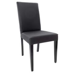Black Wood Fully Upholstered Seat and Back Side Chair in Black Vinyl 