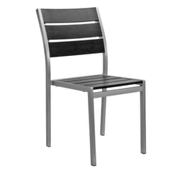 Stackable Outdoor Aluminum Chair with Black Synthetic Teak Wood Slats