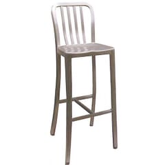 Indoor/Outdoor Navy-Style Vertical-Back Commercial Barstool - Counter Height