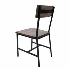 Oak Wood Restaurant Chair with Industrial Steel Frame in Grey 