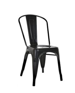 Black Steel Eiffel Restaurant Chair with Arched Metal Backrest and Metal Seat (Front)