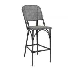 Powder Coated Aluminum Bar Stool with Textilene Gray Seat and Back in Charcoal