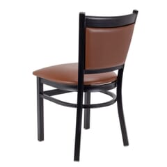 Quick-Ship Black Steel Restaurant Chair with Chocolate Chip Vinyl