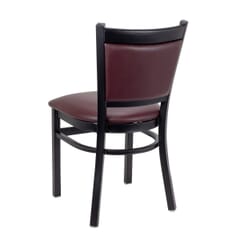 Quick-Ship Black Steel Restaurant Chair with Burgundy Vinyl