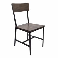Oak Wood Restaurant Chair with Industrial Steel Frame in Grey 