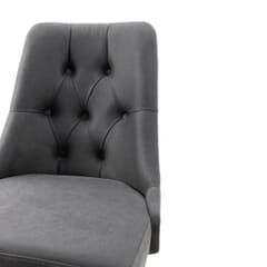 Fully Upholstered Lara Restaurant Chair With Black Legs and Grey Tufted Back