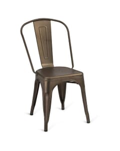 Matte Bronze Steel Eiffel Stackable Restaurant Chair with Arched Metal Backrest