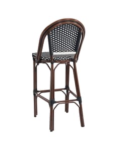 Bistro Synthetic Bamboo Commercial Outdoor Barstool in Black and White 