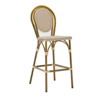 Aluminum Frame Bamboo Look Outdoor Bar Stool with Rounded Back