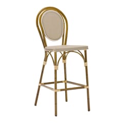 Bamboo-look Aluminum Frame Bar Stool with Textilene Seat and Back