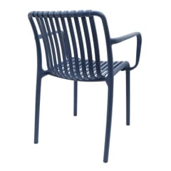 Stackable Indoor/Outdoor Arm Resin Chair With Striped Seat and Back in Blue