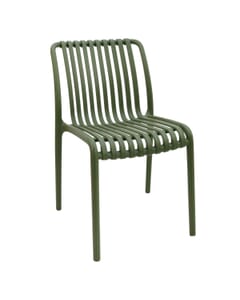 Stackable Indoor/Outdoor Resin Chair With Striped Seat and Back in Green