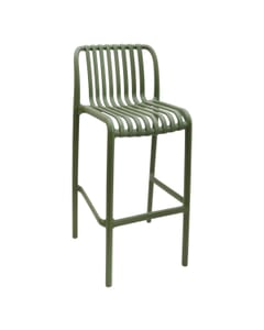 Stackable Indoor/Outdoor Resin Bar Stool With Striped Seat and Back in Green