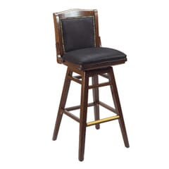 Fully Upholstered Solid Wood Schoolhouse Restaurant Bar Stool in Walnut with Swivel Seat