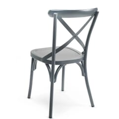 Antique-Look Stackable Grey Aluminum Cross-Back Indoor/Outdoor Chair
