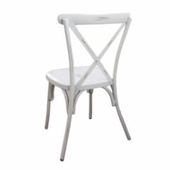 Antique-Look Stackable White Aluminum Cross-Back Indoor/Outdoor Chair